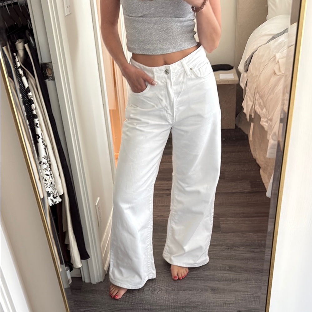 Zara White Wide Leg Jeans